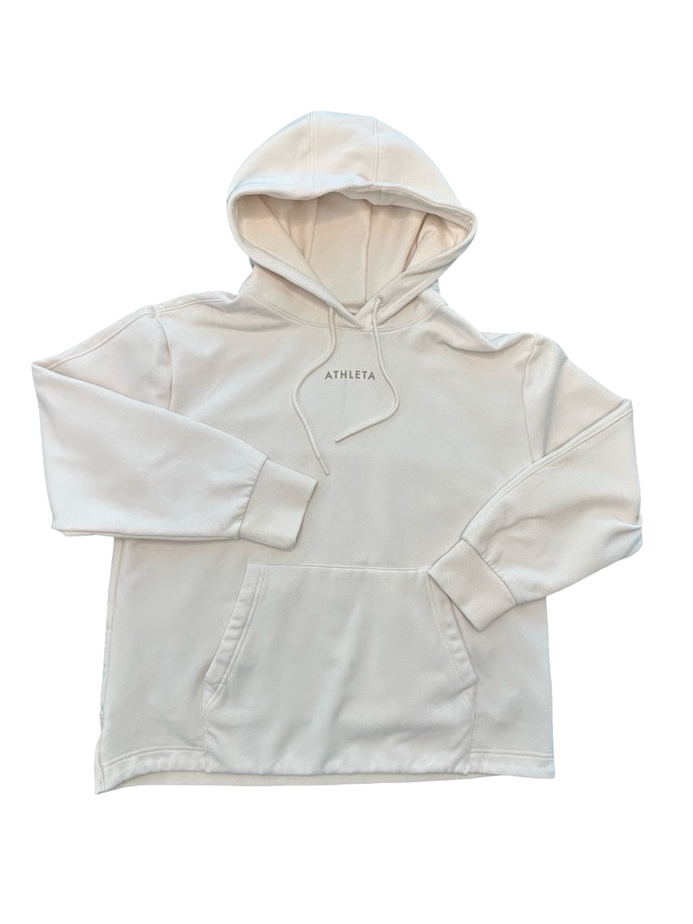 Athleta Cream Hoodie L Athleisure Sweatshirt Cozy Quiet Luxury clean girl travel - Picture 2 of 6